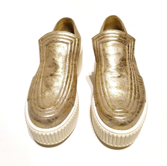 *SOLD* Chanel Metallic Gold Platform Shoes  - 9 - Picture 2 of 11